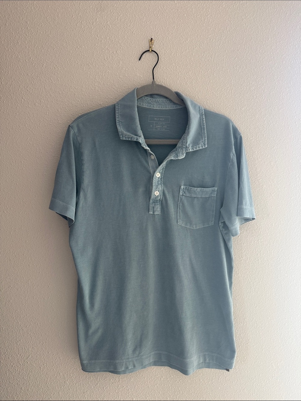 Billy Reid Pale Blue Polo with Chest Pocket - size Medium
